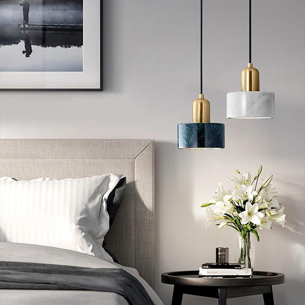 Cylindrical Metal Resin LED Pendant Light — White