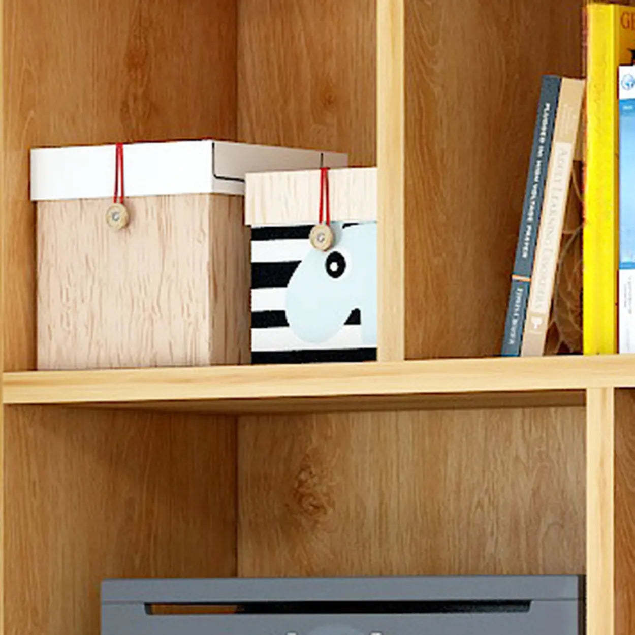 Classic Brown 5-Shelf Oak-Finish Tall Bookcase — Oak / Cabinet Not Included
