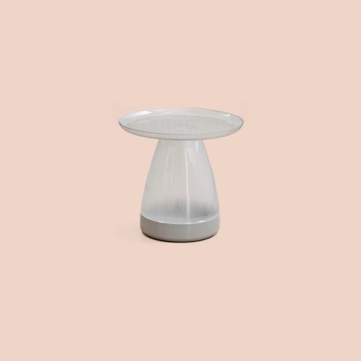Classic Clear Acrylic Round Side Table with Stump Base — Grey