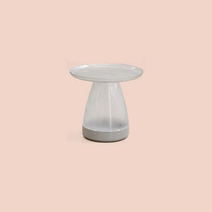 Classic Clear Acrylic Round Side Table with Stump Base — Grey