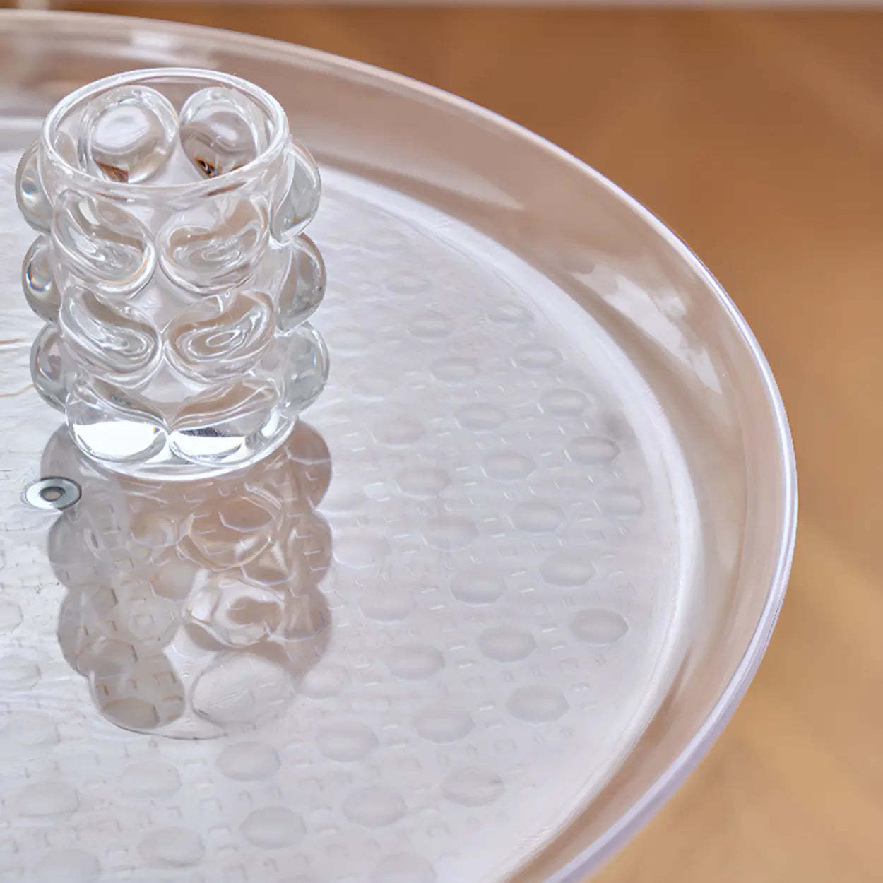 Classic Clear Acrylic Round Side Table with Stump Base — Green