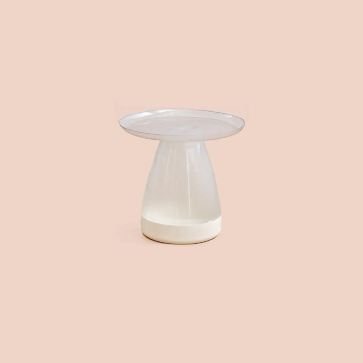 Classic Clear Acrylic Round Side Table with Stump Base — White-Clear