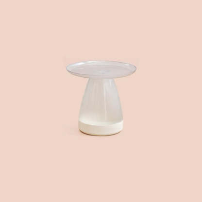 Classic Clear Acrylic Round Side Table with Stump Base — White-Clear