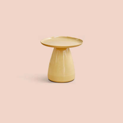 Classic Clear Acrylic Round Side Table with Stump Base — Clear/ Orange