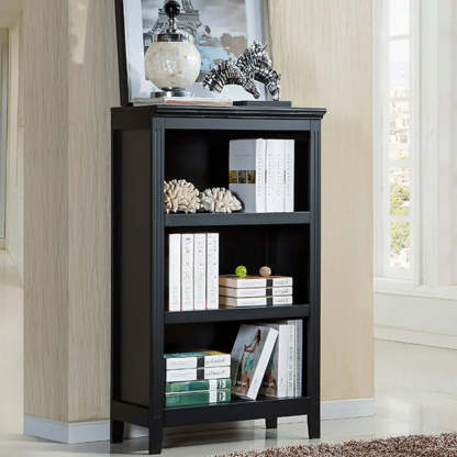 Black traditional vertical barrister bookcases — 28.3"L x 13.6"W x 48"H / Coffee