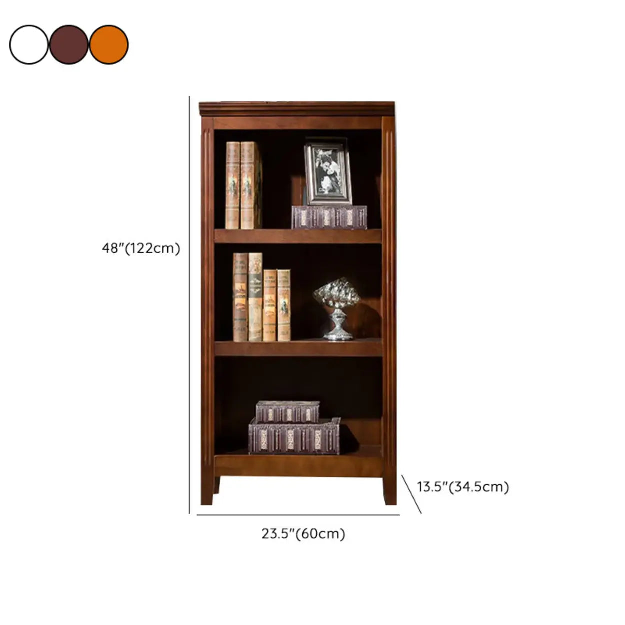 Traditional vertical birch black fabric bookcases, Lighom — 28.3"L x 13.6"W x 60.2"H / Coffee