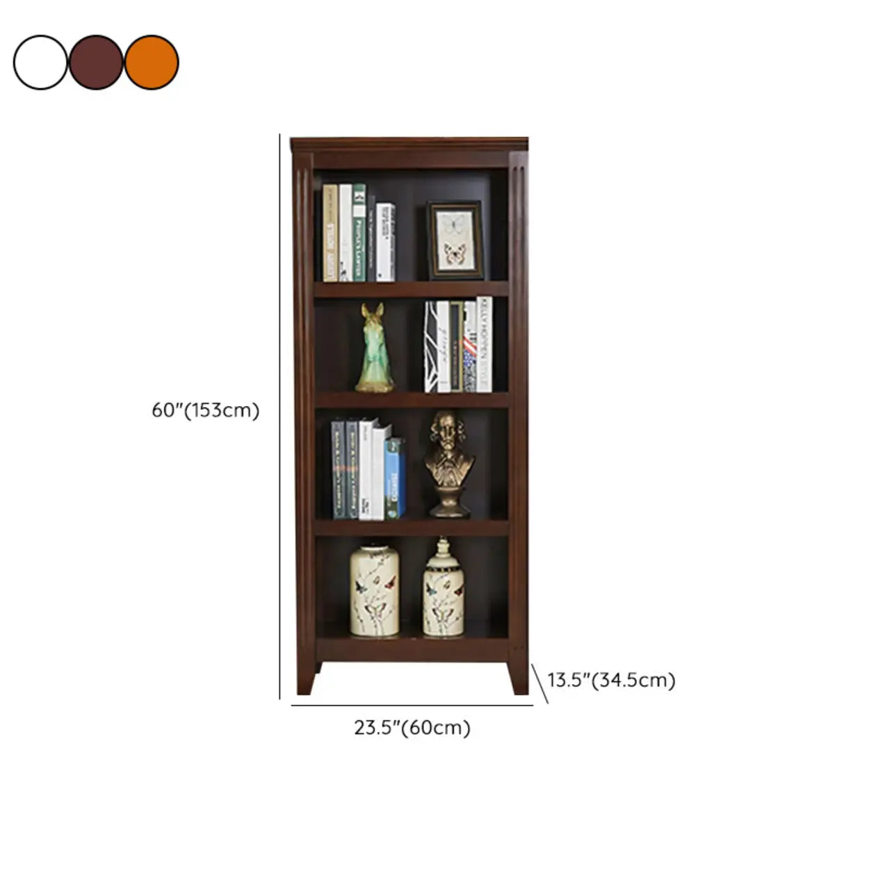 Traditional barrister birch fabric bookcases — 28.3"L x 13.6"W x 60.2"H / Nut & Brown