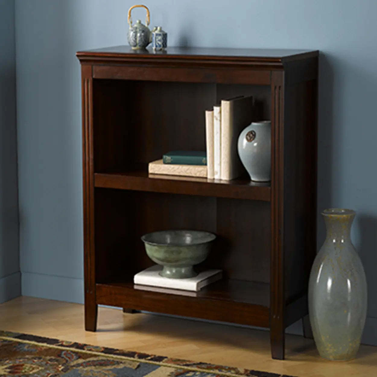 Black fabric vertical birch bookcases - traditional — 24"L x 14"W x 72"H / Coffee