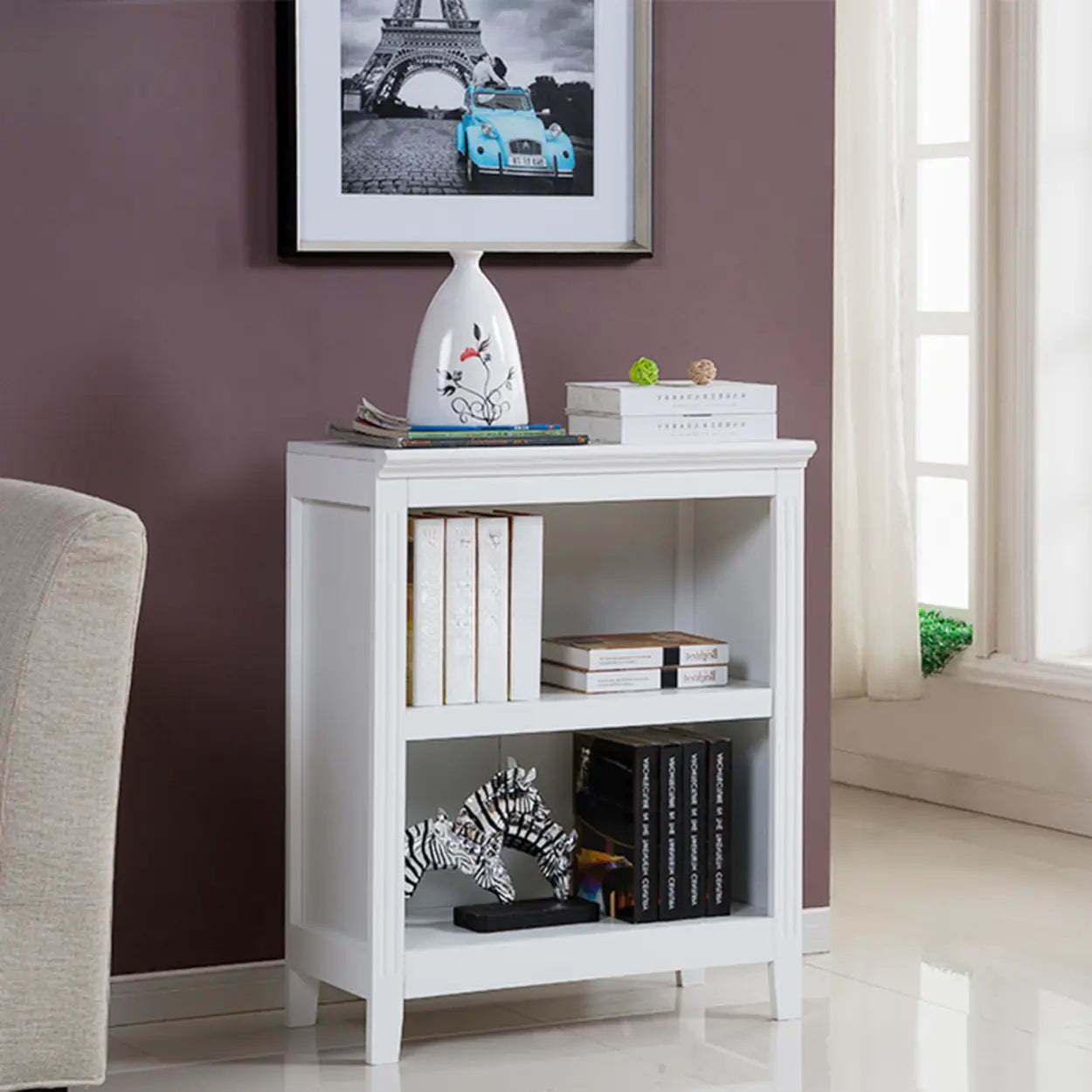 Black fabric birch vertical bookcases - traditional — 23.6"L x 13.6"W x 48"H / Nut & Brown