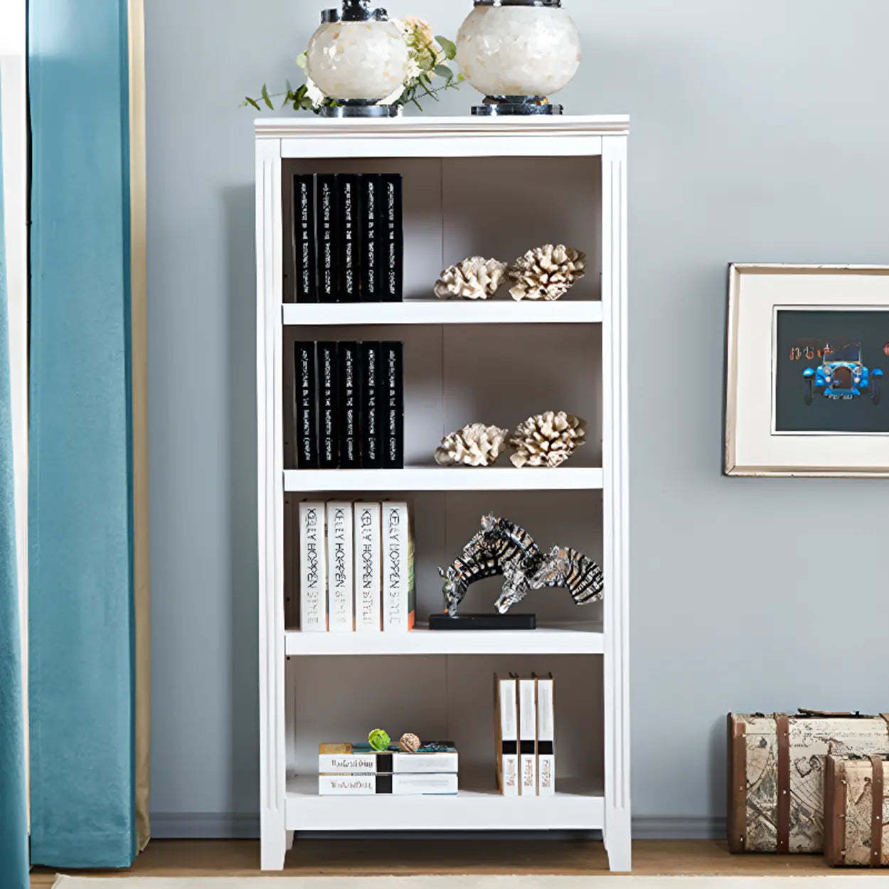Birch barrister fabric bookcases for living room — 28.3"L x 13.6"W x 34.3"H / Coffee