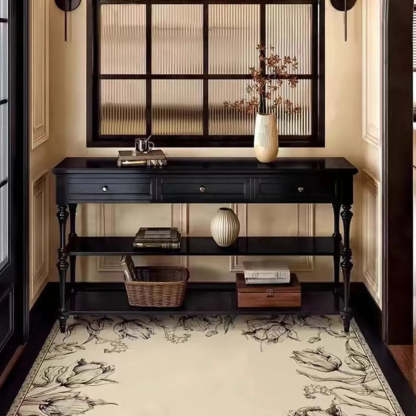 Classic Black Wood Console Table with Drawer