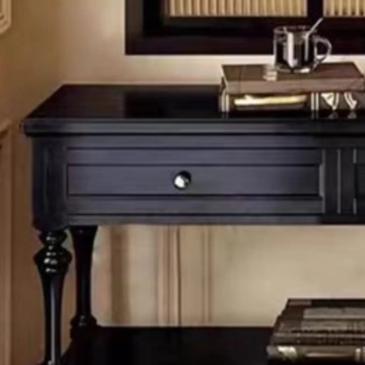 Classic Black Wood Console Table with Drawer