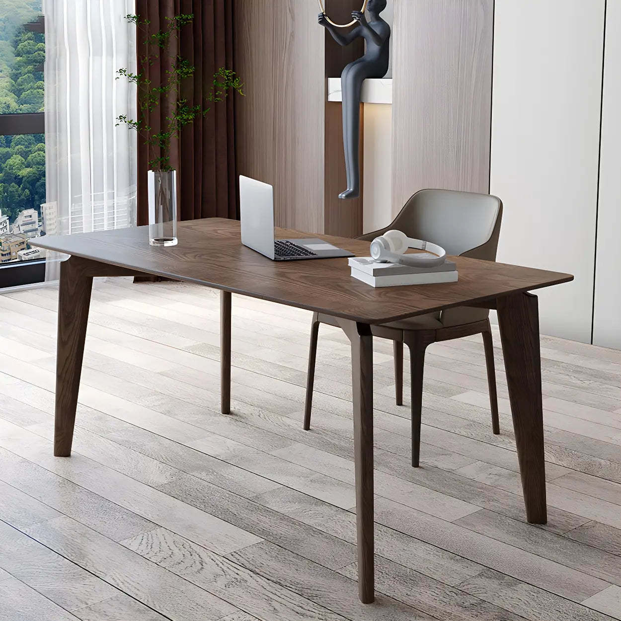 Classic Brown Medium Wood Writing Desk — Table Only