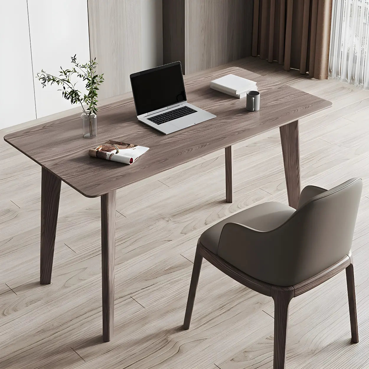 Classic Brown Medium Wood Writing Desk — Table Only