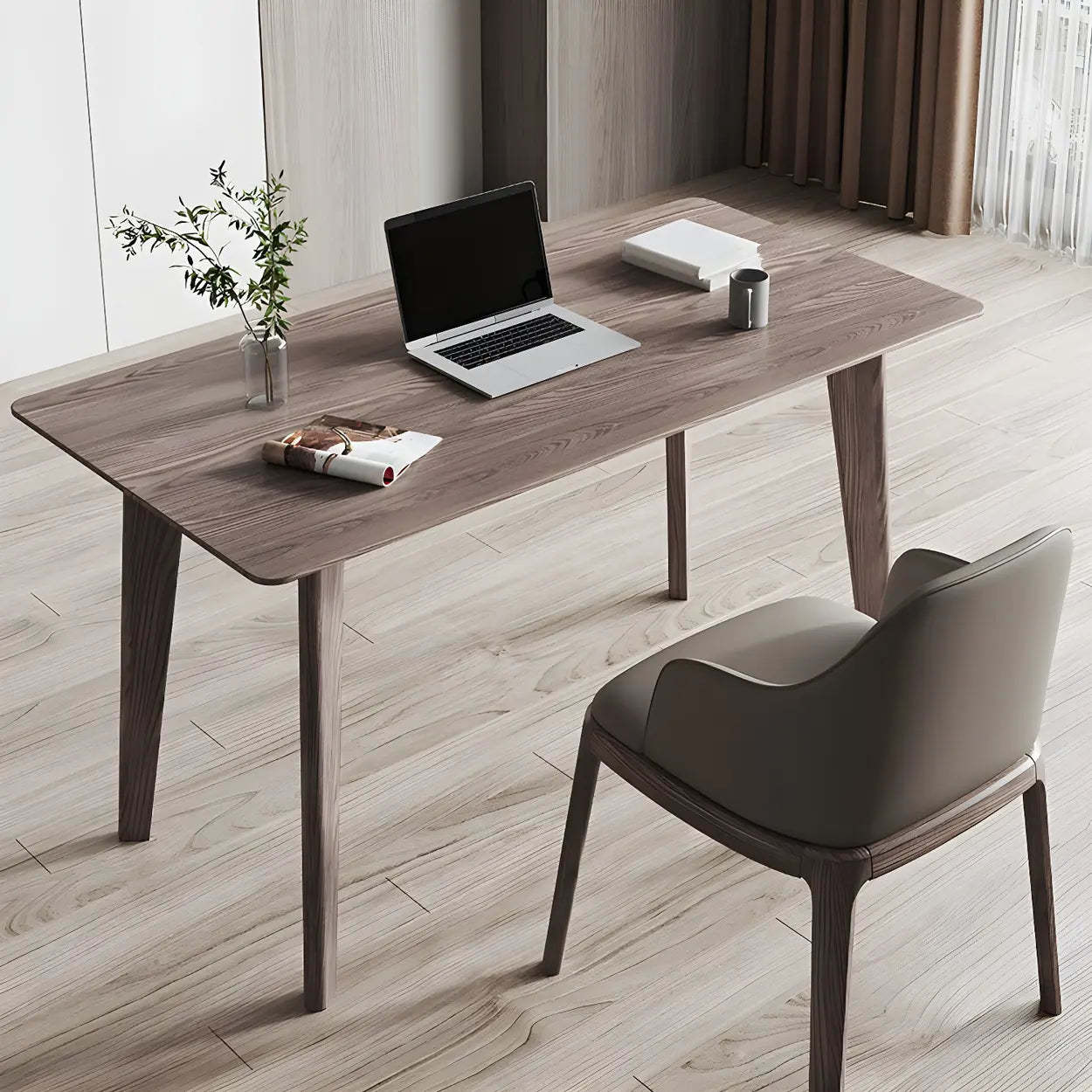 Classic Brown Medium Wood Writing Desk — Table Only