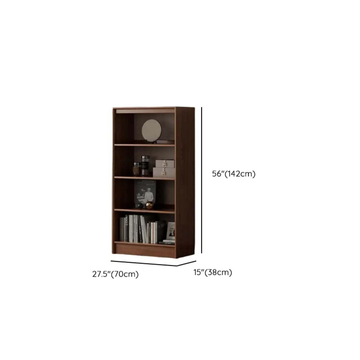 Classic Brown Wood Bookshelf with Drawers