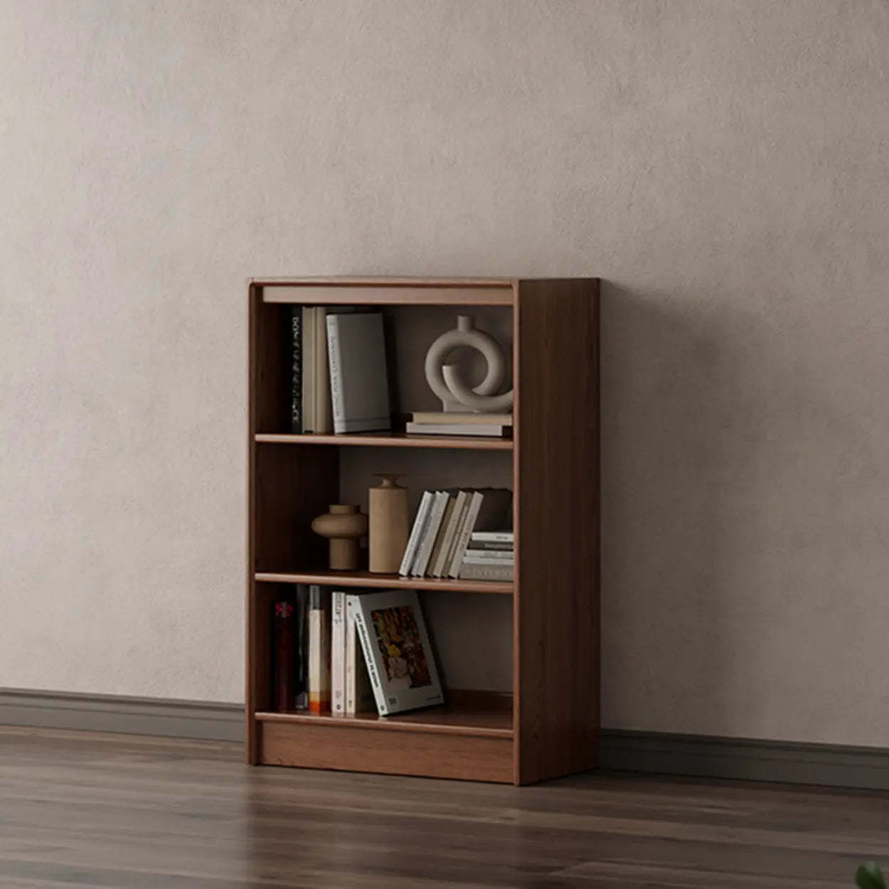 Classic Brown Wood Bookshelf with Drawers — 1 / 5