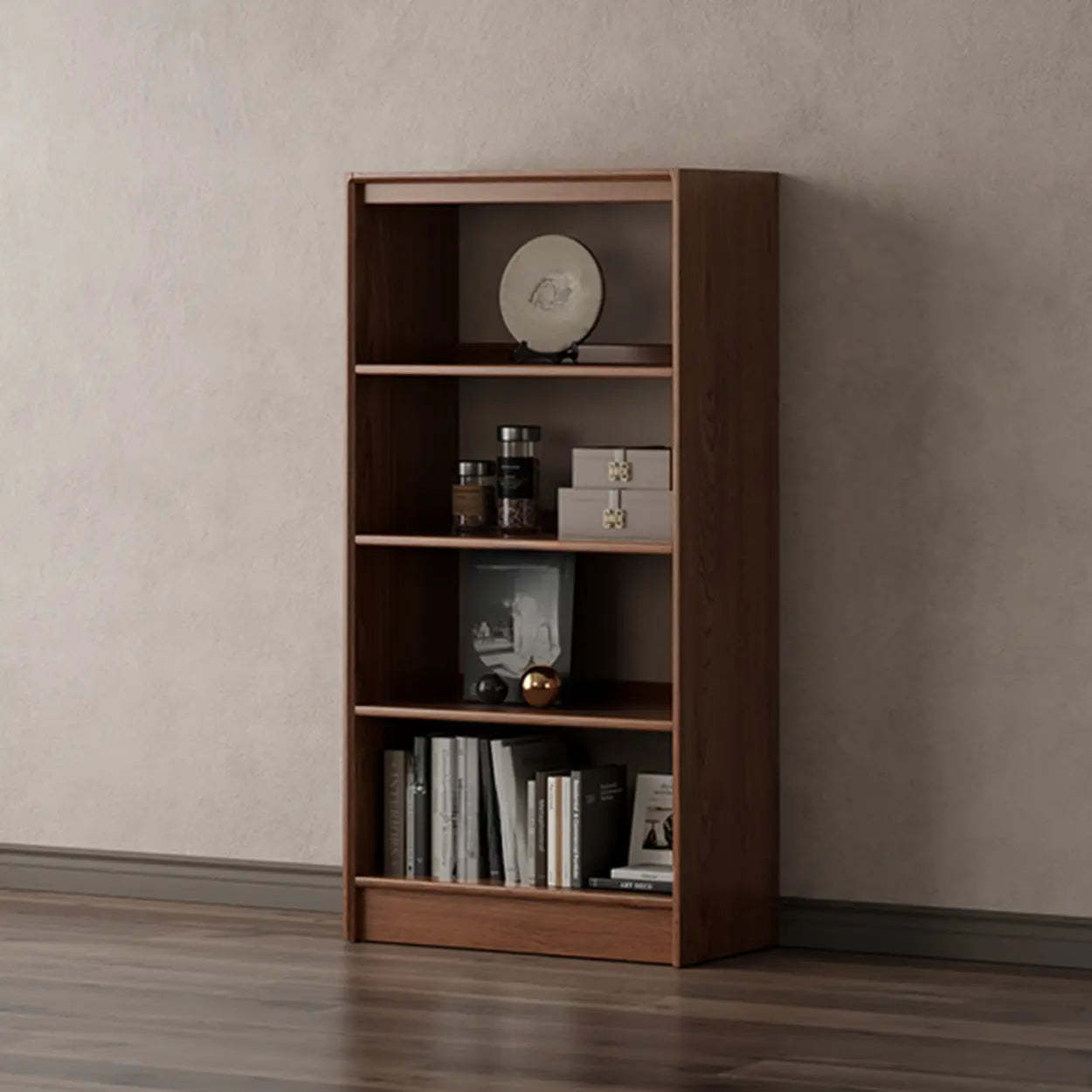 Classic Brown Wood Bookshelf with Drawers — 0 Drawers / 3