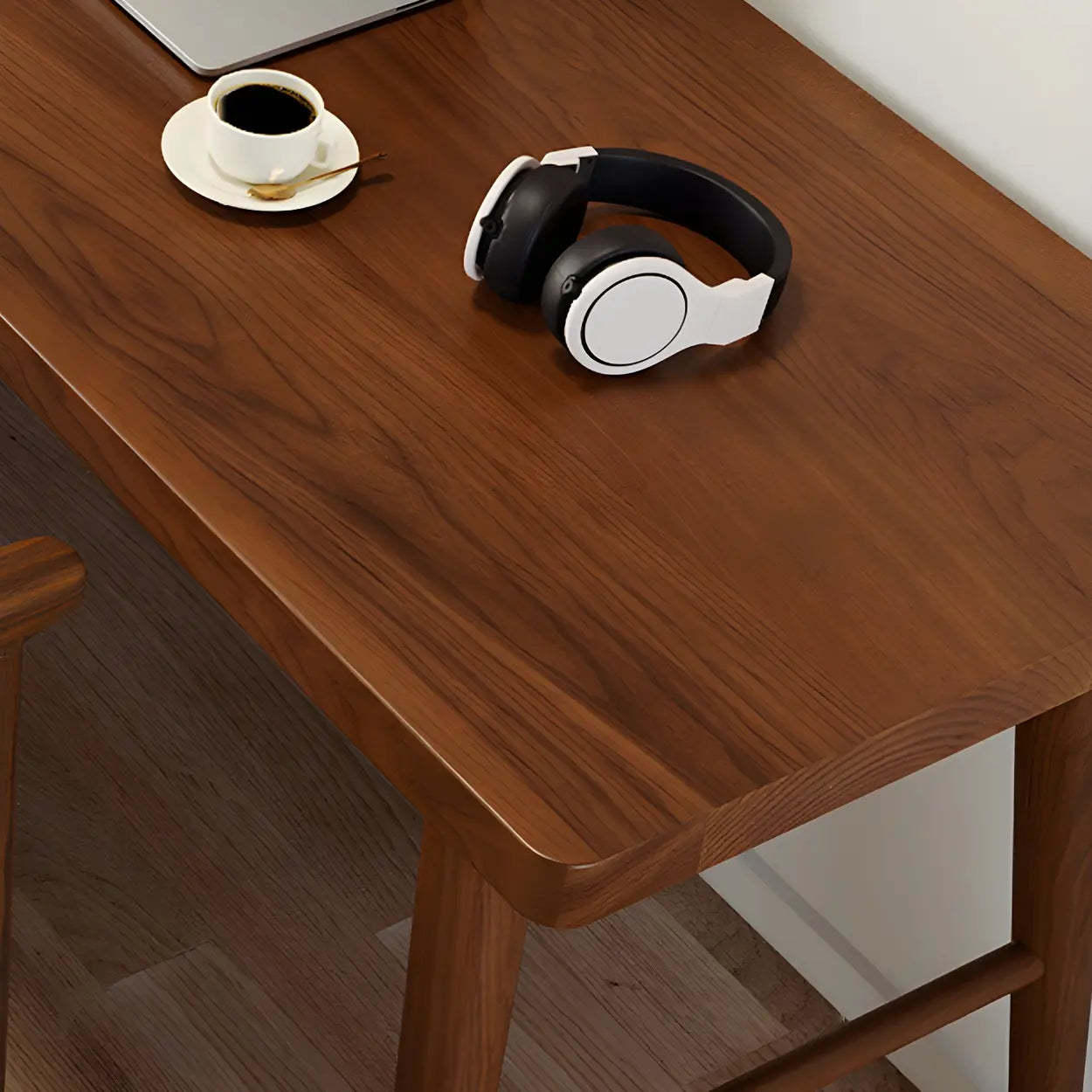 Classic Brown Ash H-Base L-Shape Writing Desk — Right Hand Return / Table Only