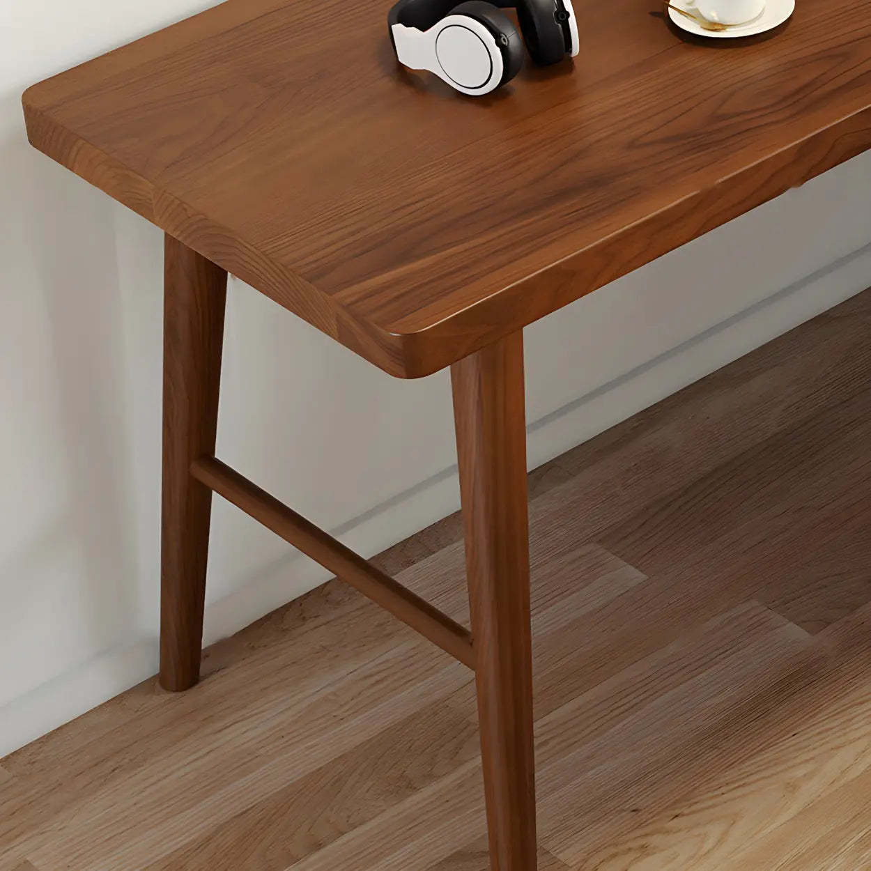 Classic Brown Ash H-Base L-Shape Writing Desk — Right Hand Return / Table Only
