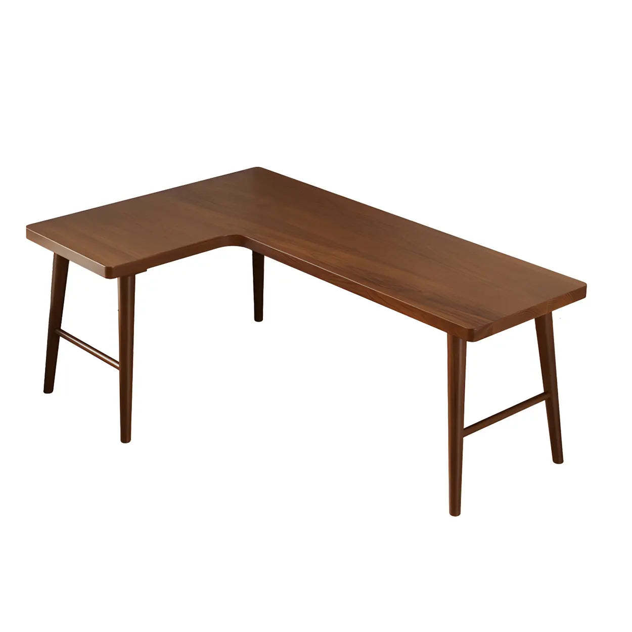 Classic Brown Ash H-Base L-Shape Writing Desk — Left Hand Return / Table Only