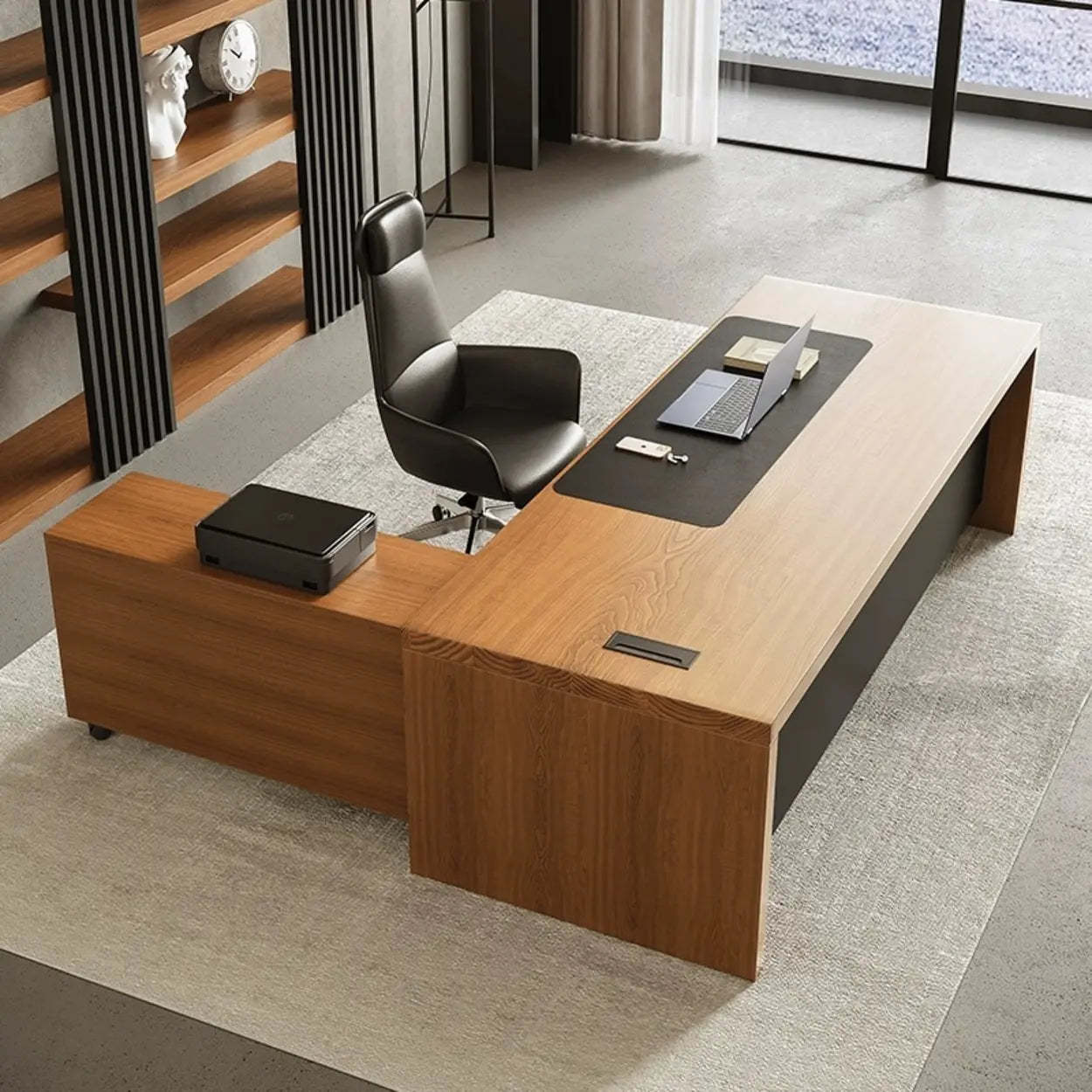 Classic Brown Wood Office Computer Desk — Table Only