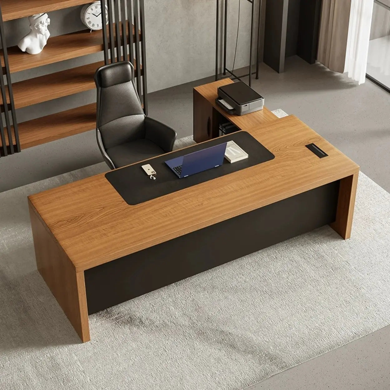 Classic Brown Wood Office Computer Desk — Table Only