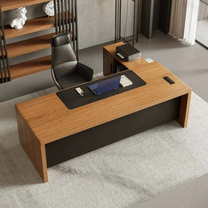 Classic Brown Wood Office Computer Desk — Table Only