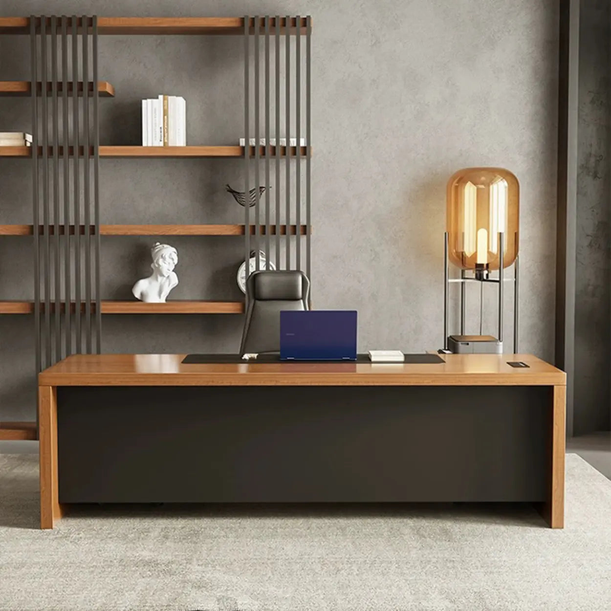Classic Brown Wood Office Computer Desk — Table Only