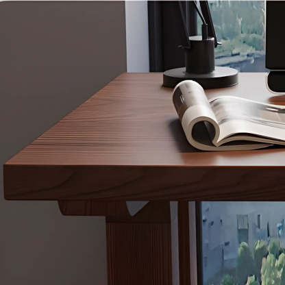 Classic Brown Wood Double Computer Desk — Table Only