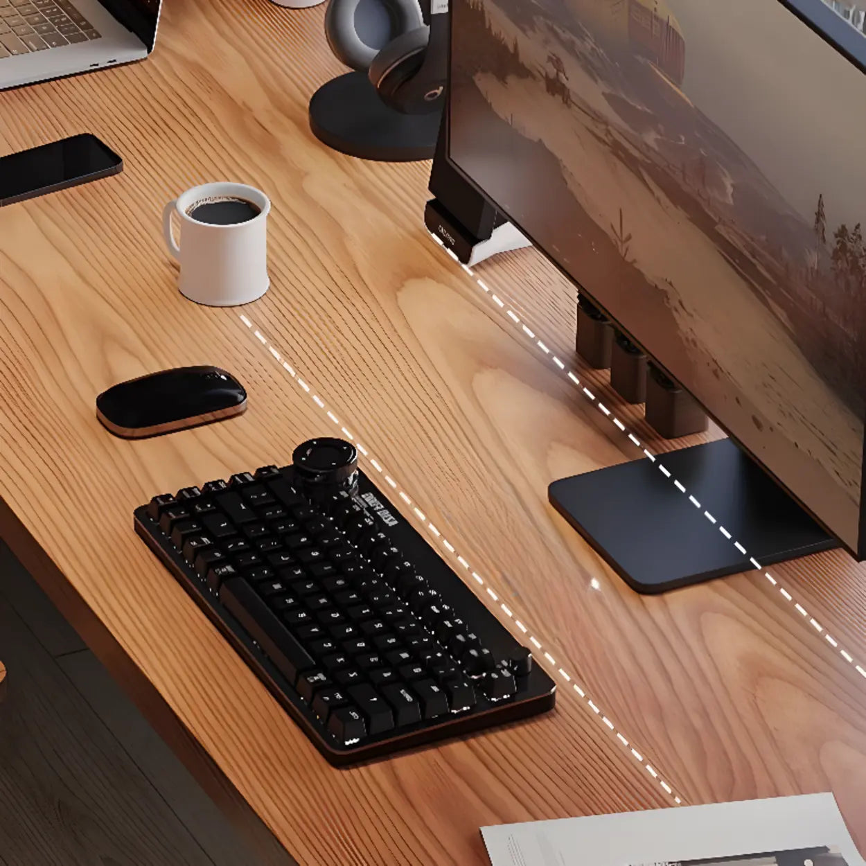 Classic Brown Wood Double Computer Desk — Table Only