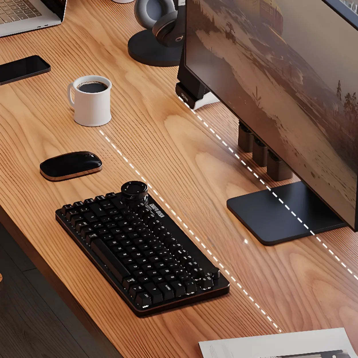 Classic Brown Wood Double Computer Desk — Table Only