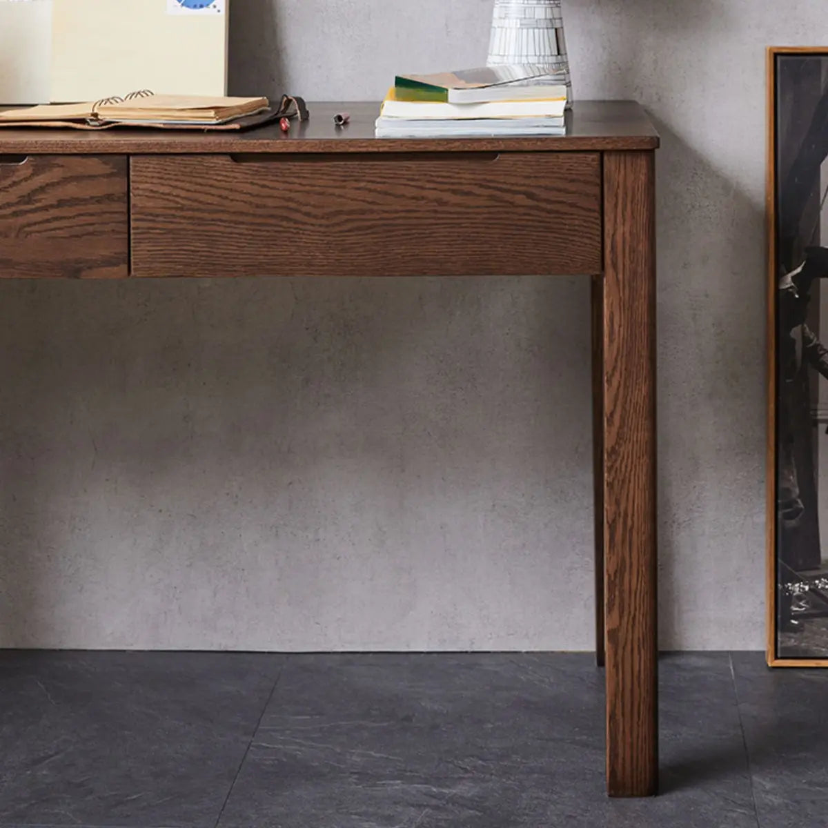 Classic Brown Wood Drawer Computer Desk