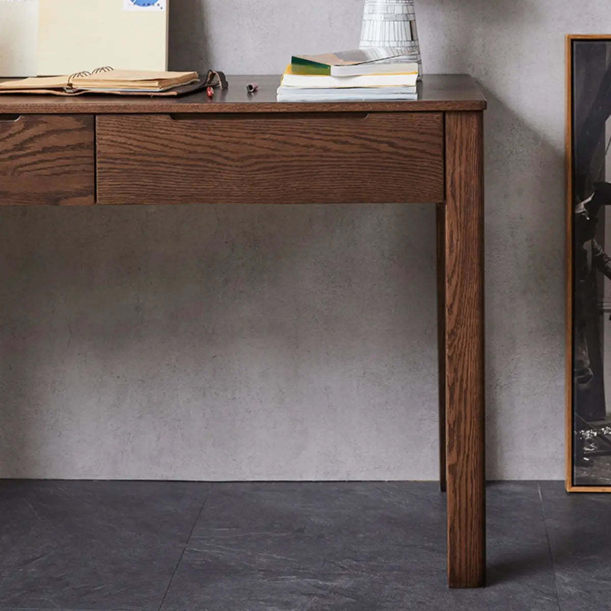 Classic Brown Wood Drawer Computer Desk