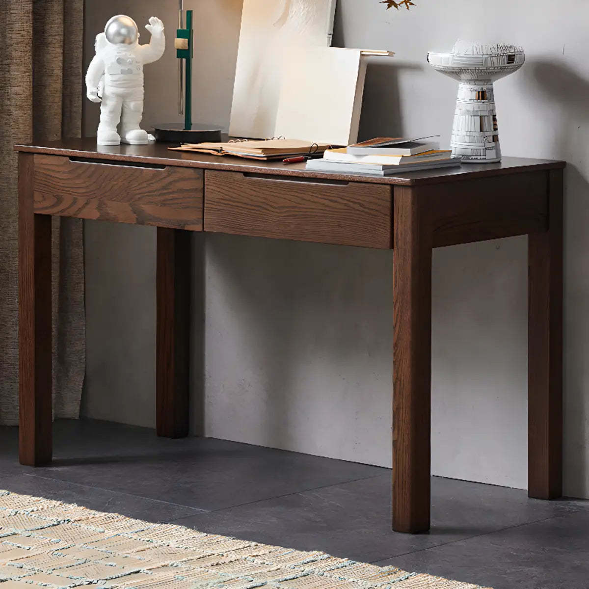 Classic Brown Wood Drawer Computer Desk — Without Chairs