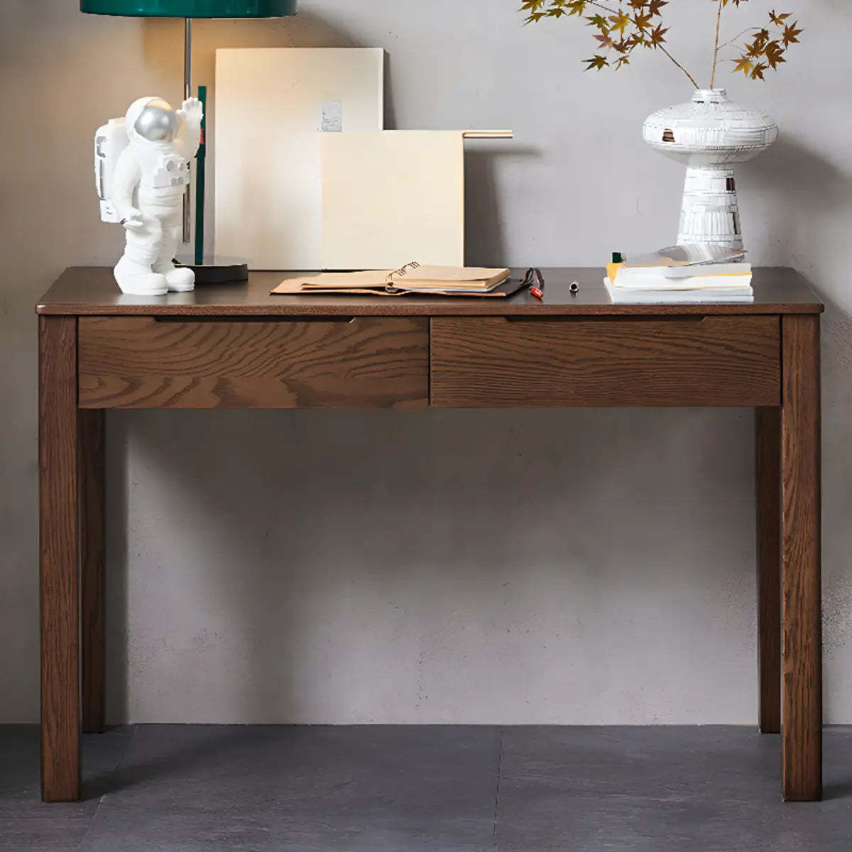 Classic Brown Wood Drawer Computer Desk — Without Chairs