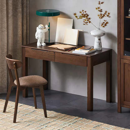 Classic Brown Wood Drawer Computer Desk — Without Chairs