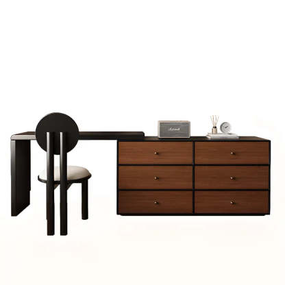 Classic Curved Mirror Black Wood Scalable Vanity Set