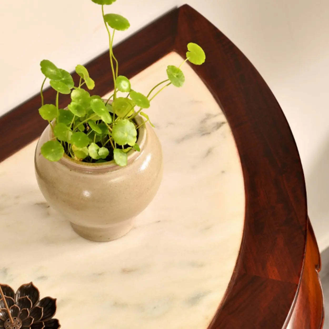 Classic Mahogany Half-Moon Wood Entryway Console Table — Stone