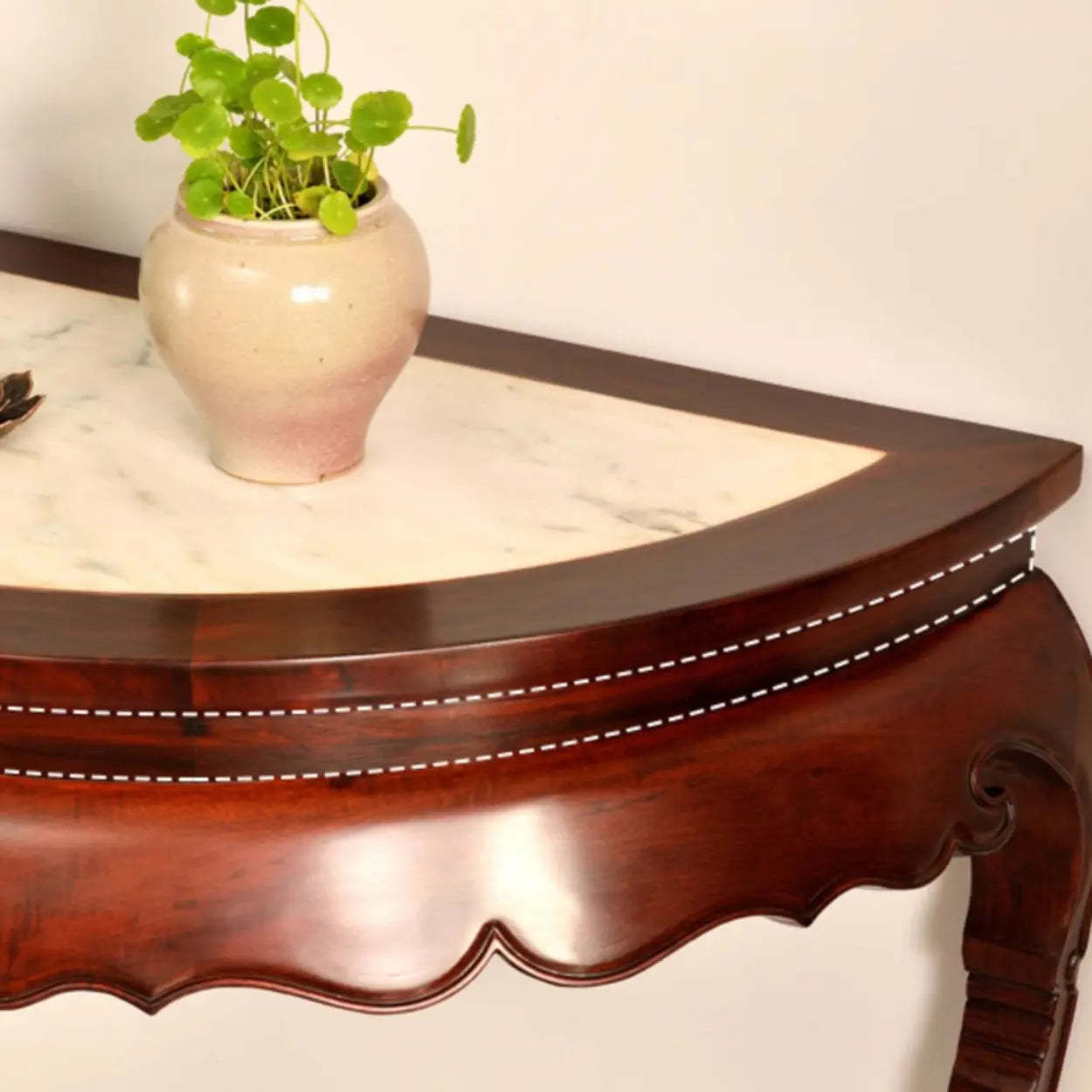 Classic Mahogany Half-Moon Wood Entryway Console Table — Wood