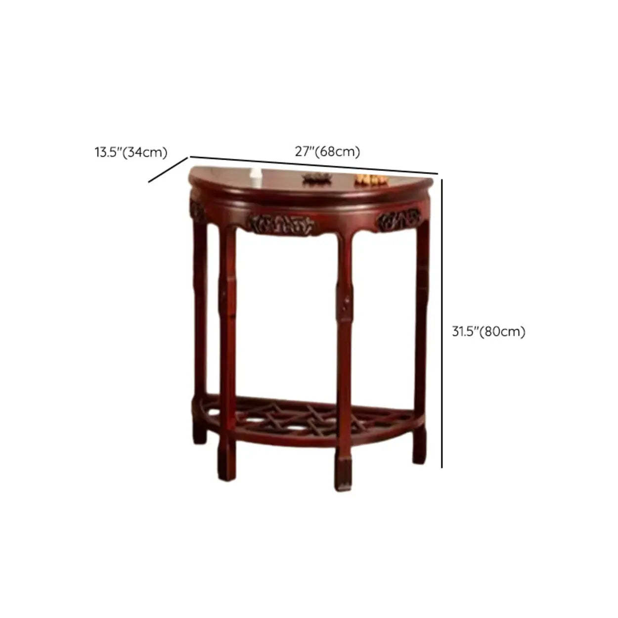 Classic Mahogany Half-Moon Wood Entryway Console Table