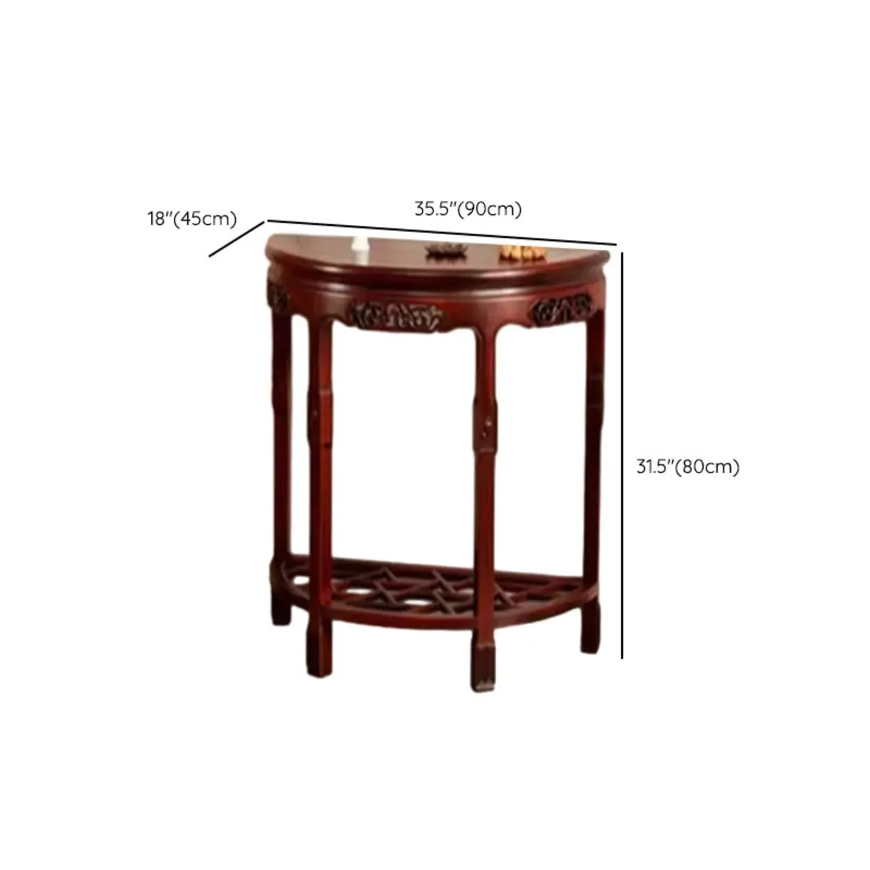 Classic Mahogany Half-Moon Wood Entryway Console Table