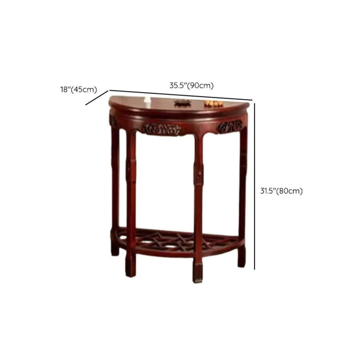 Classic Mahogany Half-Moon Wood Entryway Console Table