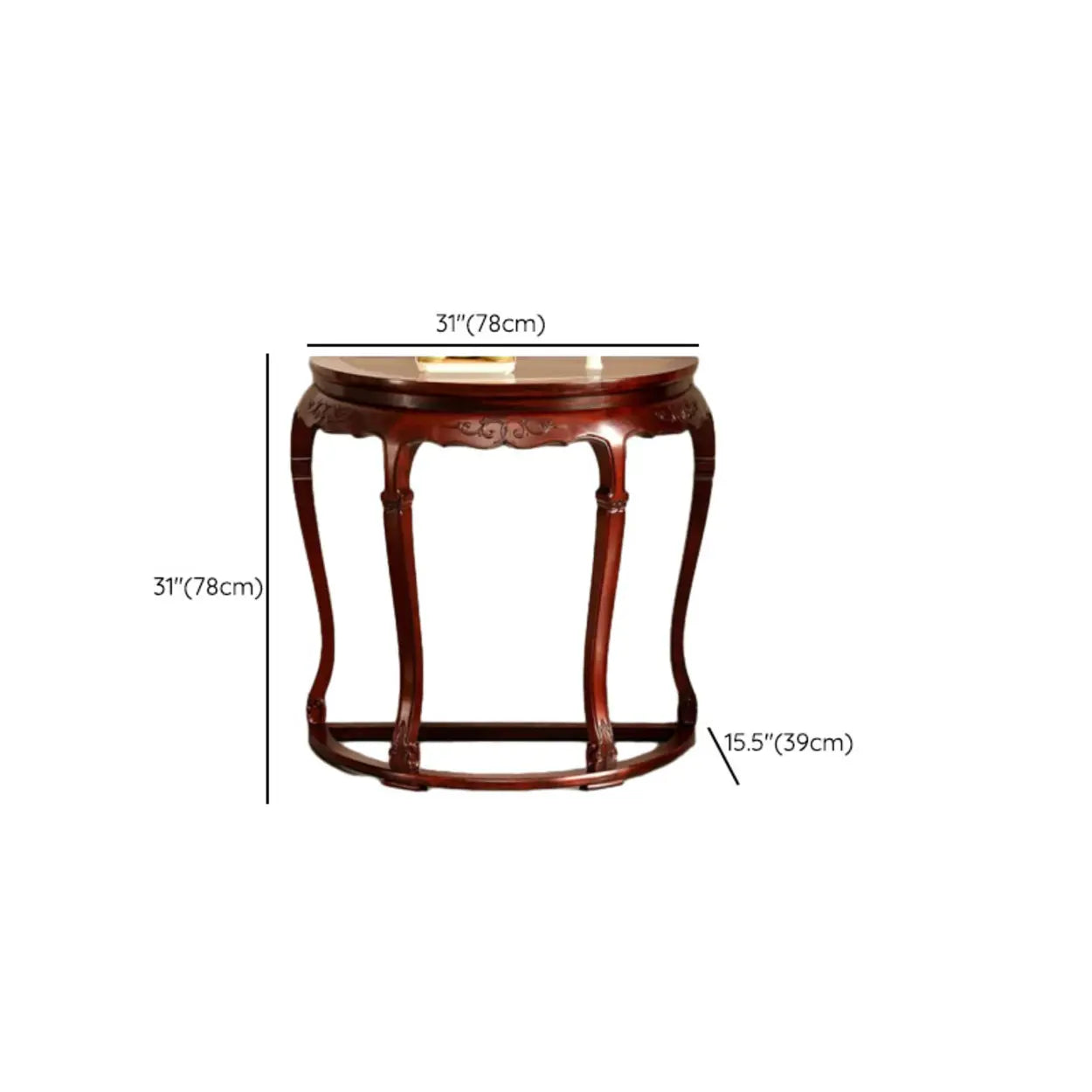 Classic Mahogany Half-Moon Wood Entryway Console Table