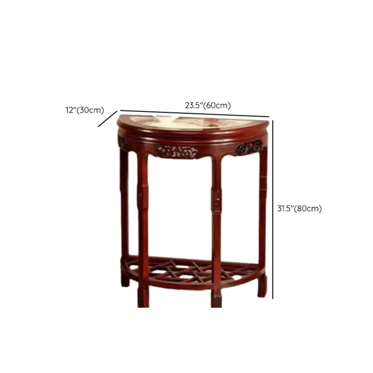 Classic Mahogany Half-Moon Wood Entryway Console Table