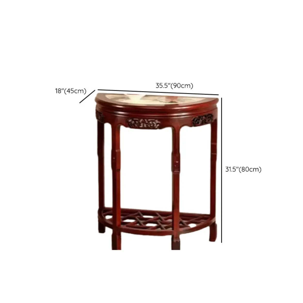 Classic Mahogany Half-Moon Wood Entryway Console Table