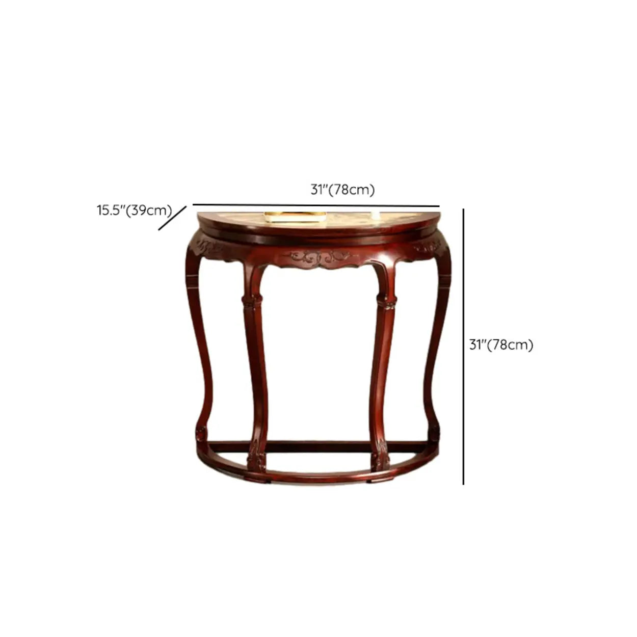 Classic Mahogany Half-Moon Wood Entryway Console Table