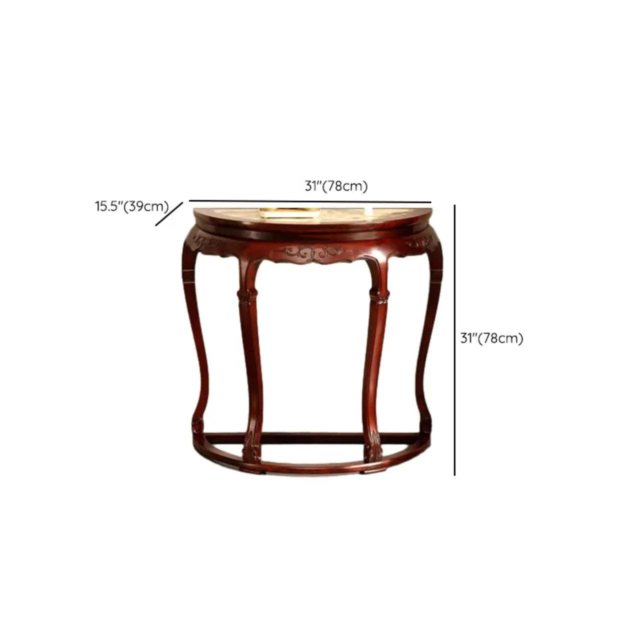 Classic Mahogany Half-Moon Wood Entryway Console Table