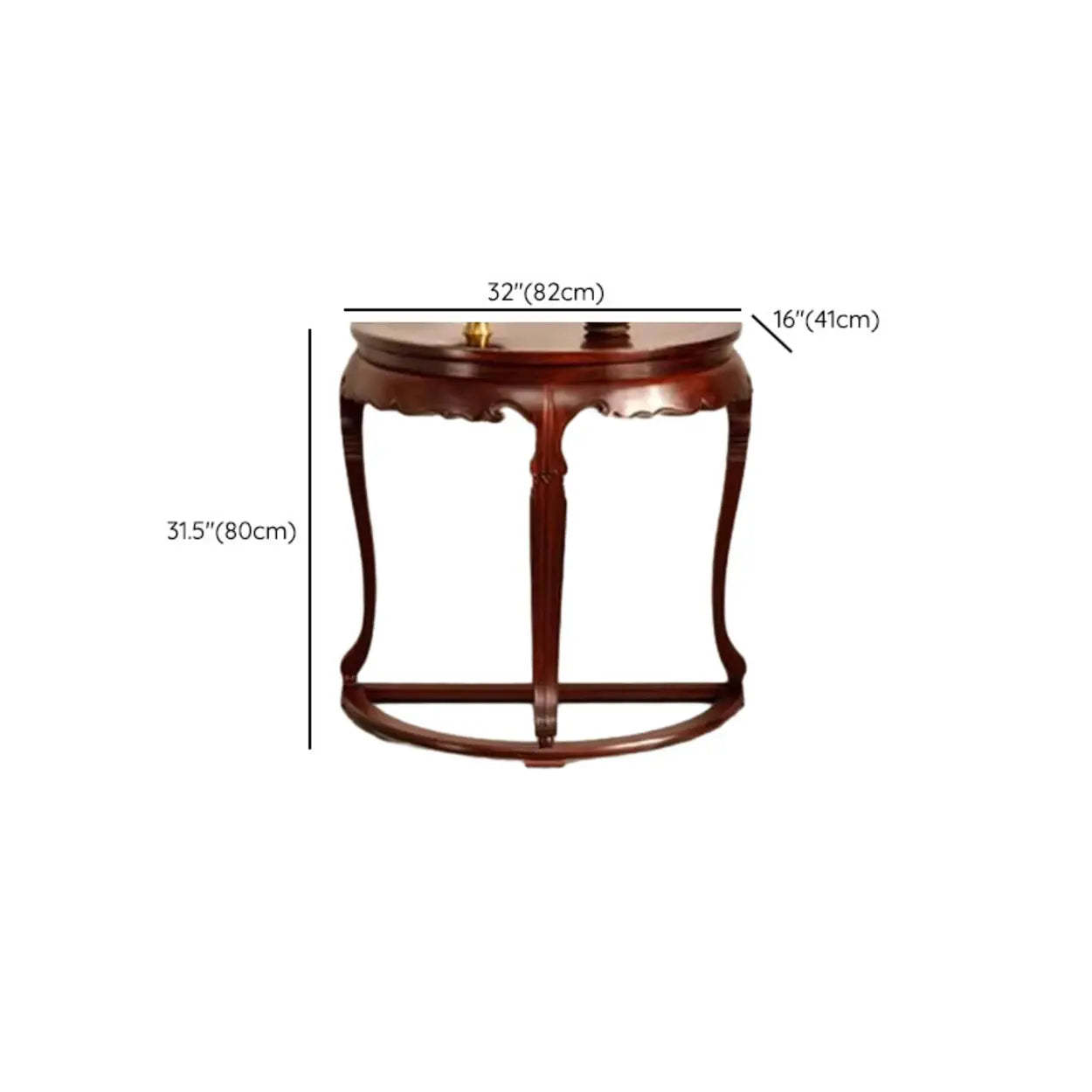 Classic Mahogany Half-Moon Wood Entryway Console Table