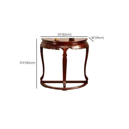 Classic Mahogany Half-Moon Wood Entryway Console Table